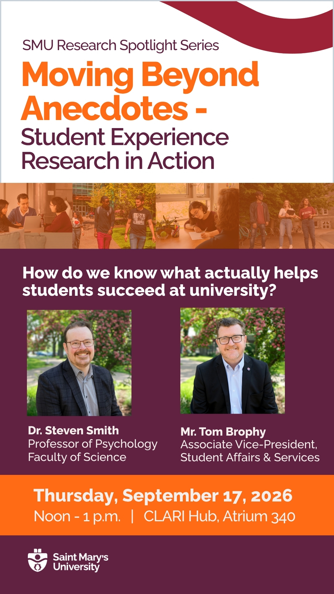 two event speakers on an announcement